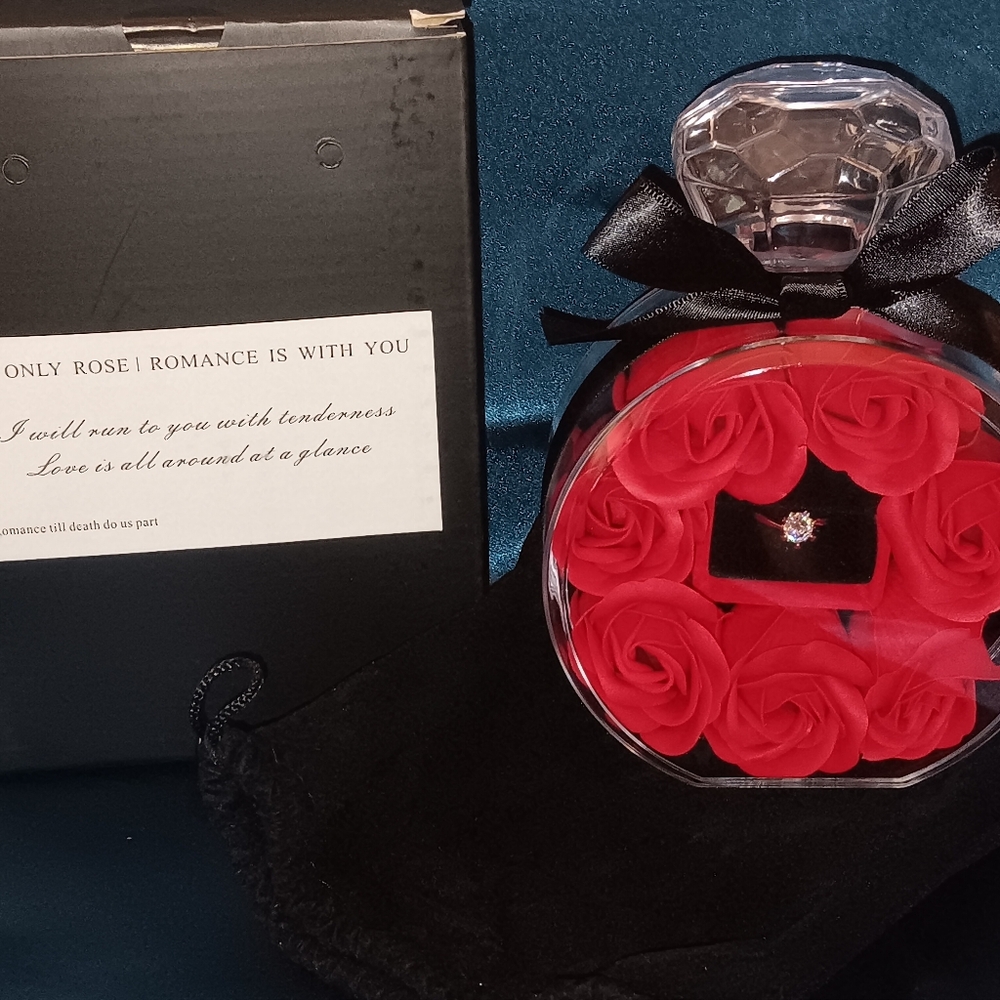 Romantic Heart Shape Container With Ring And Roses